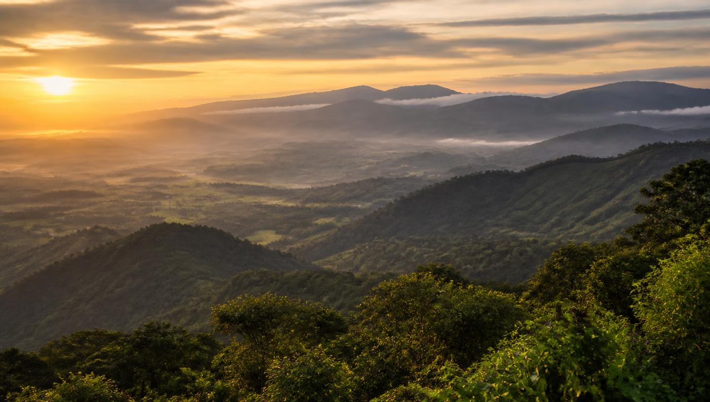 Lush mountain landscape of the Costa Rican Central Valley near El Guarco, Cartago.